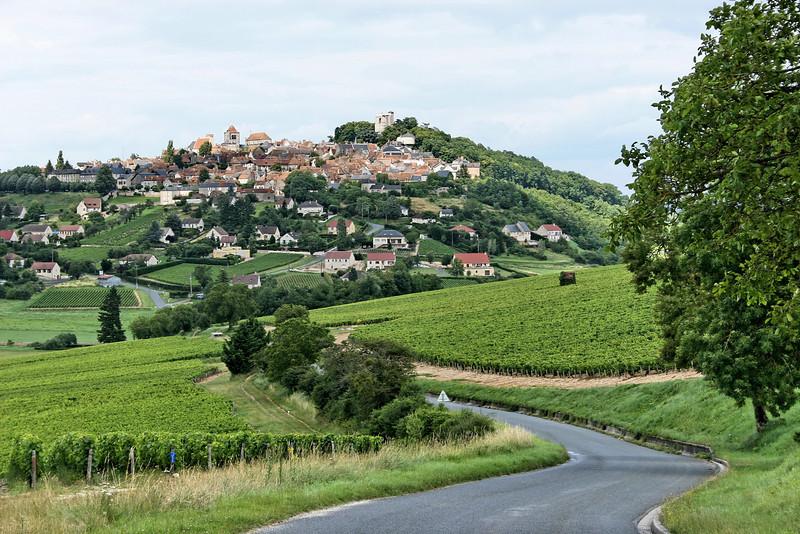 Sancerre vineyard and village